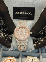 Azoria’s VVS Moissanite Iced-Out Automatic Watch – Rose Gold Two-Tone