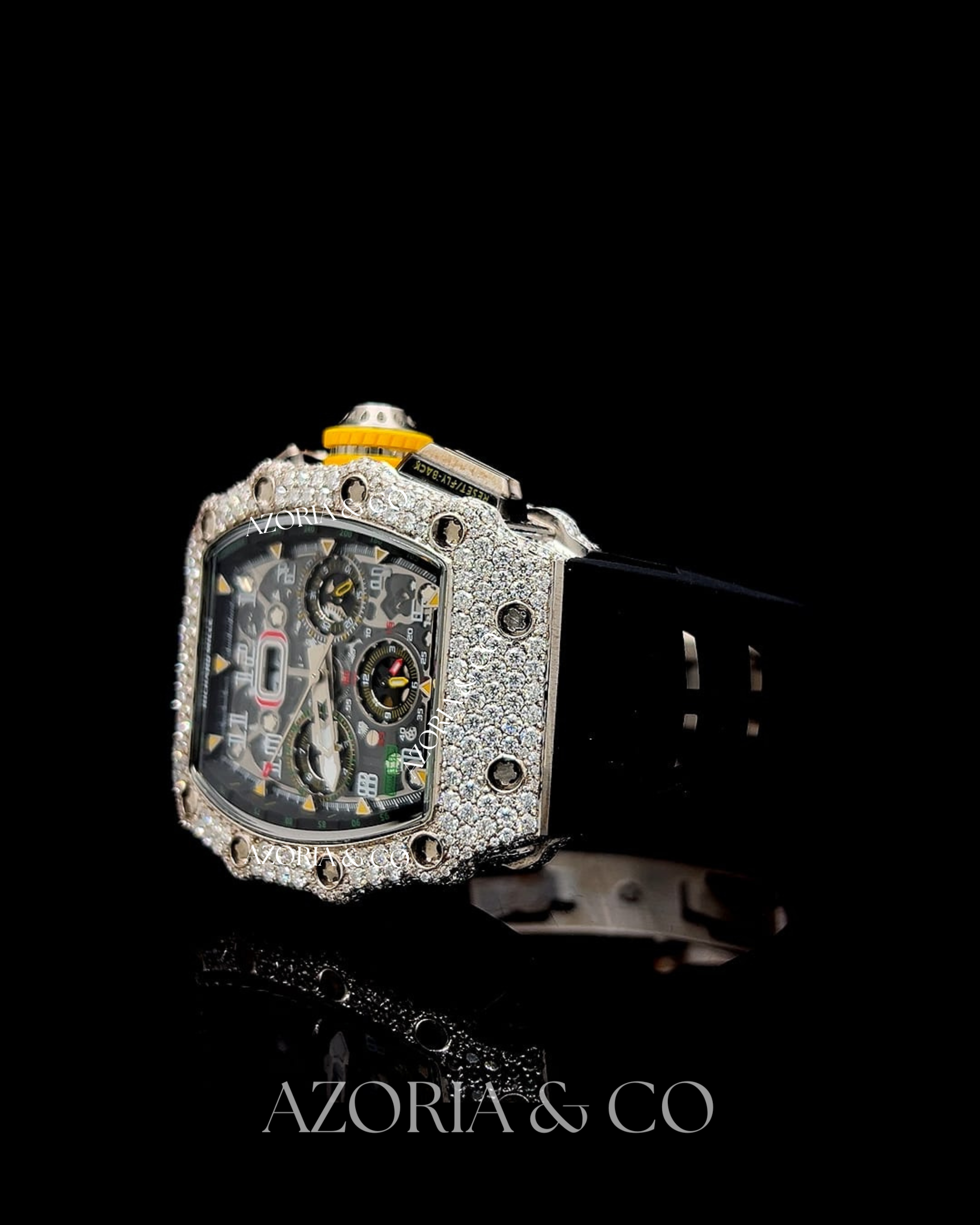 VVS Moissanite Iced-Out Skeleton Watch – Luxury Sport Design