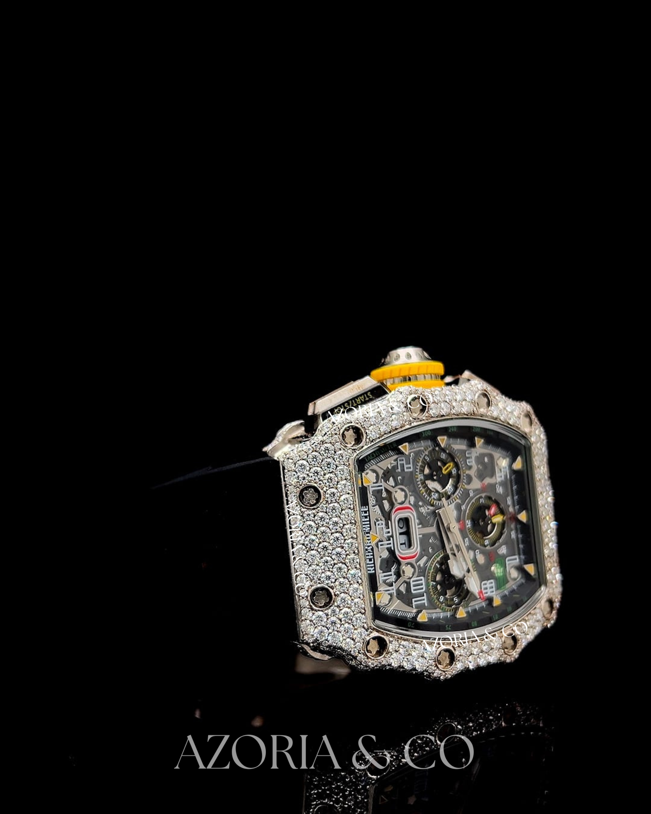 VVS Moissanite Iced-Out Skeleton Watch – Luxury Sport Design