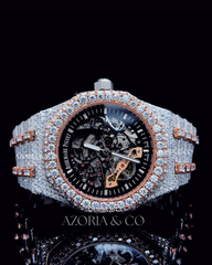 Azoria’s Two-Tone Iced Skeleton Automatic Timepiece
