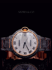 Statement Luxury Watch – Rose Gold & Black Diamond Finish