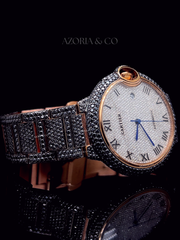 Statement Luxury Watch – Rose Gold & Black Diamond Finish