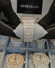 Azoria’s VVS Moissanite Iced-Out Square Automatic Watch – Roman Dial
