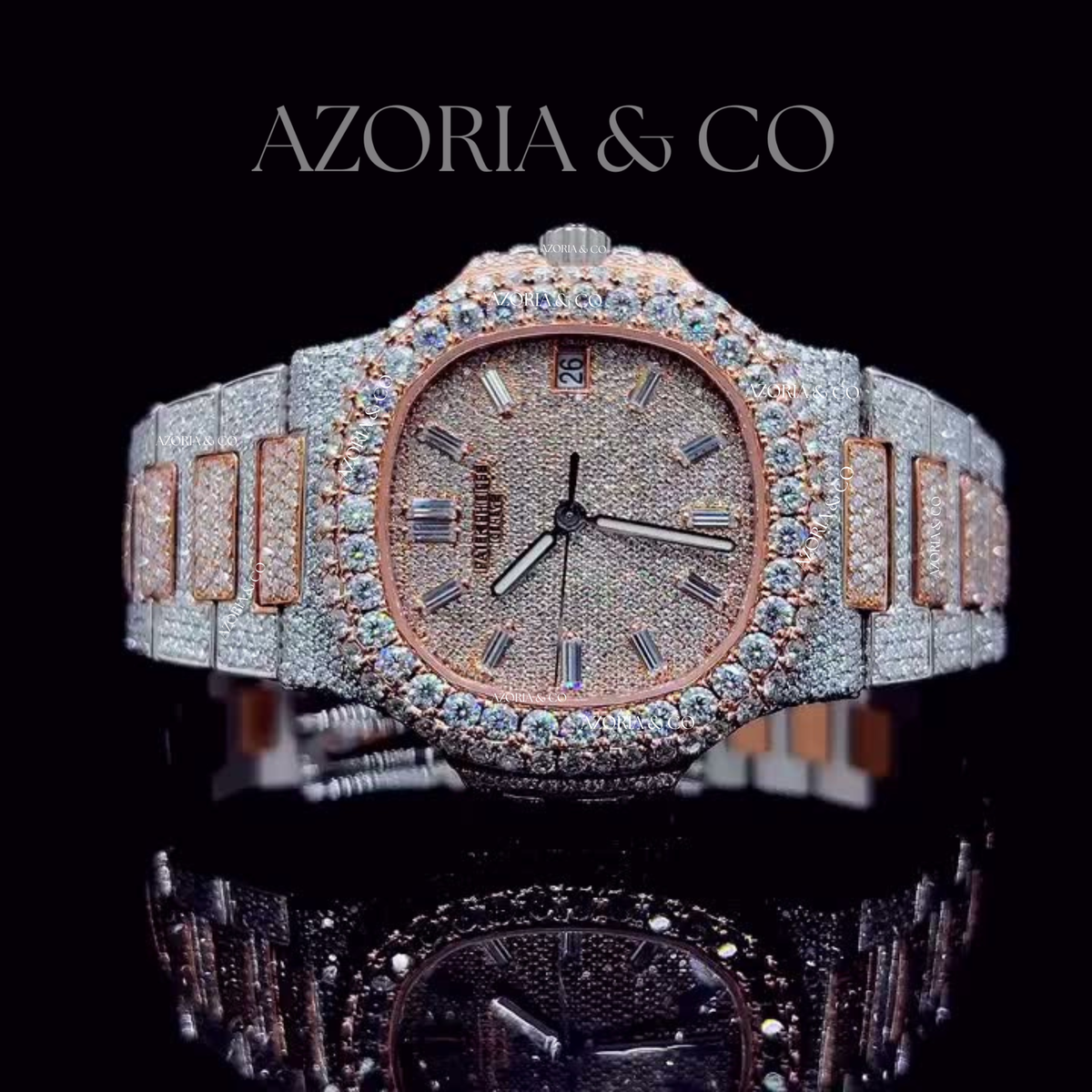 Fully Iced Luxury Watch with Round Case Design
