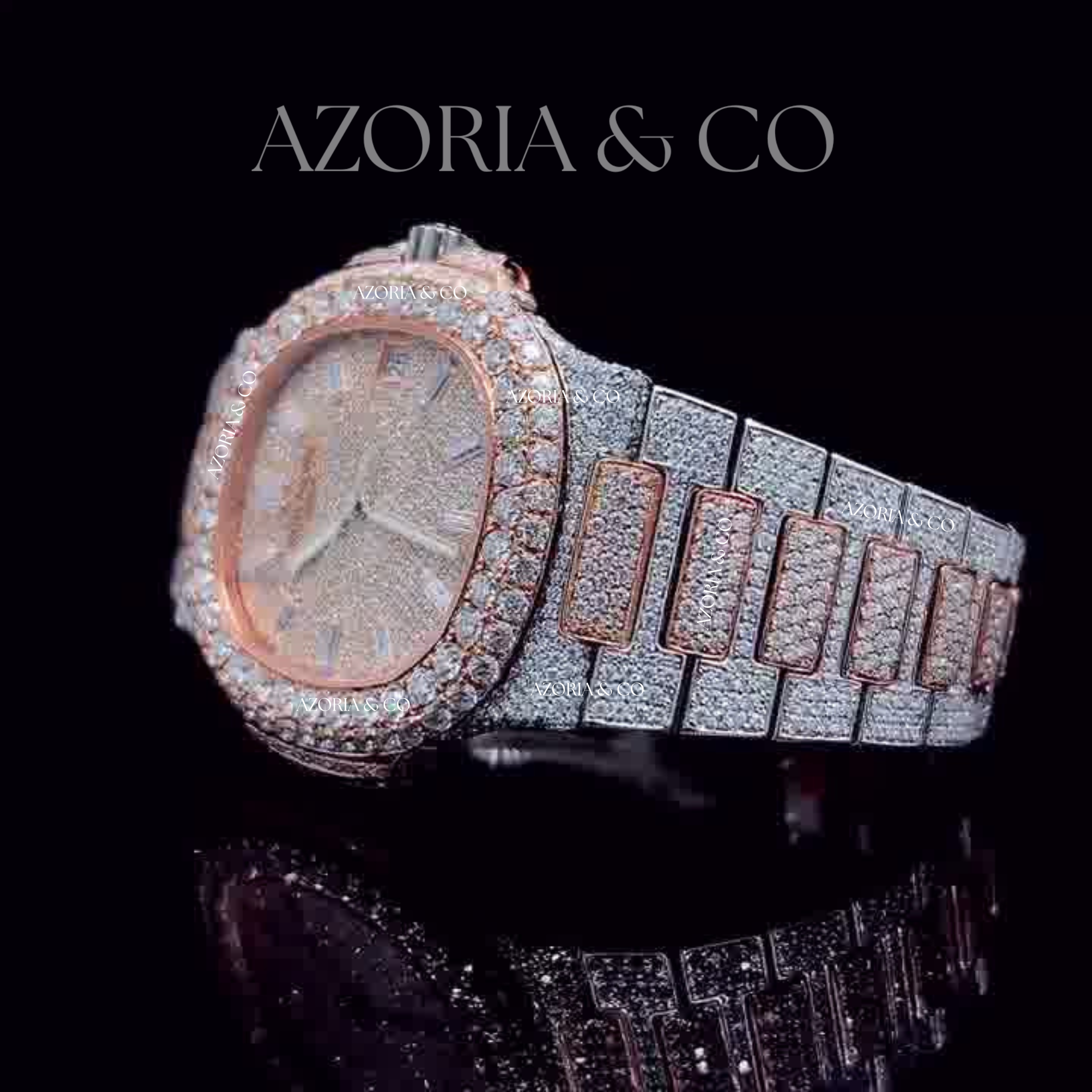 Fully Iced Luxury Watch with Round Case Design