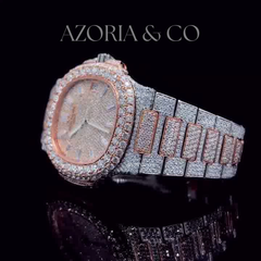 Fully Iced Luxury Watch with Round Case Design