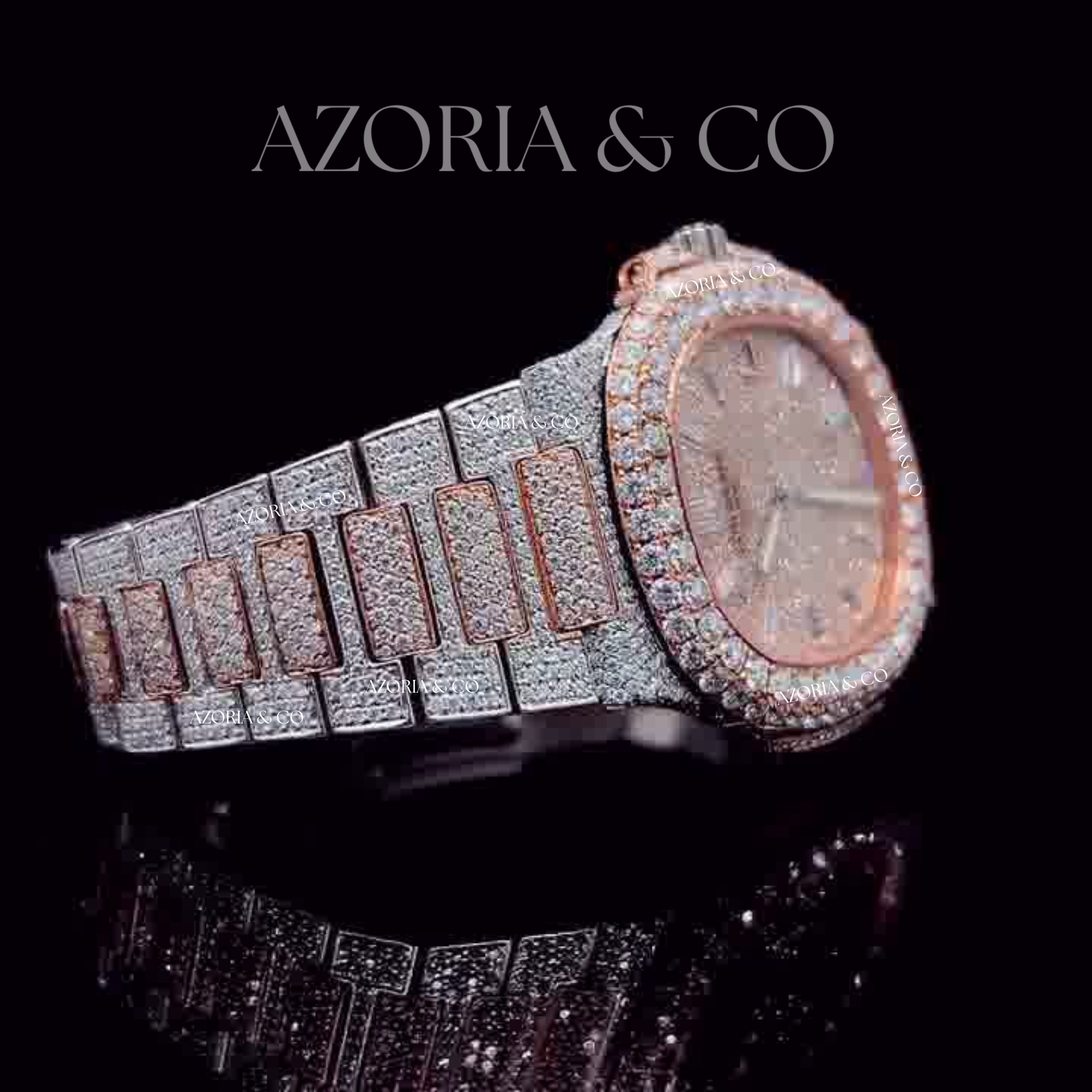 Fully Iced Luxury Watch with Round Case Design