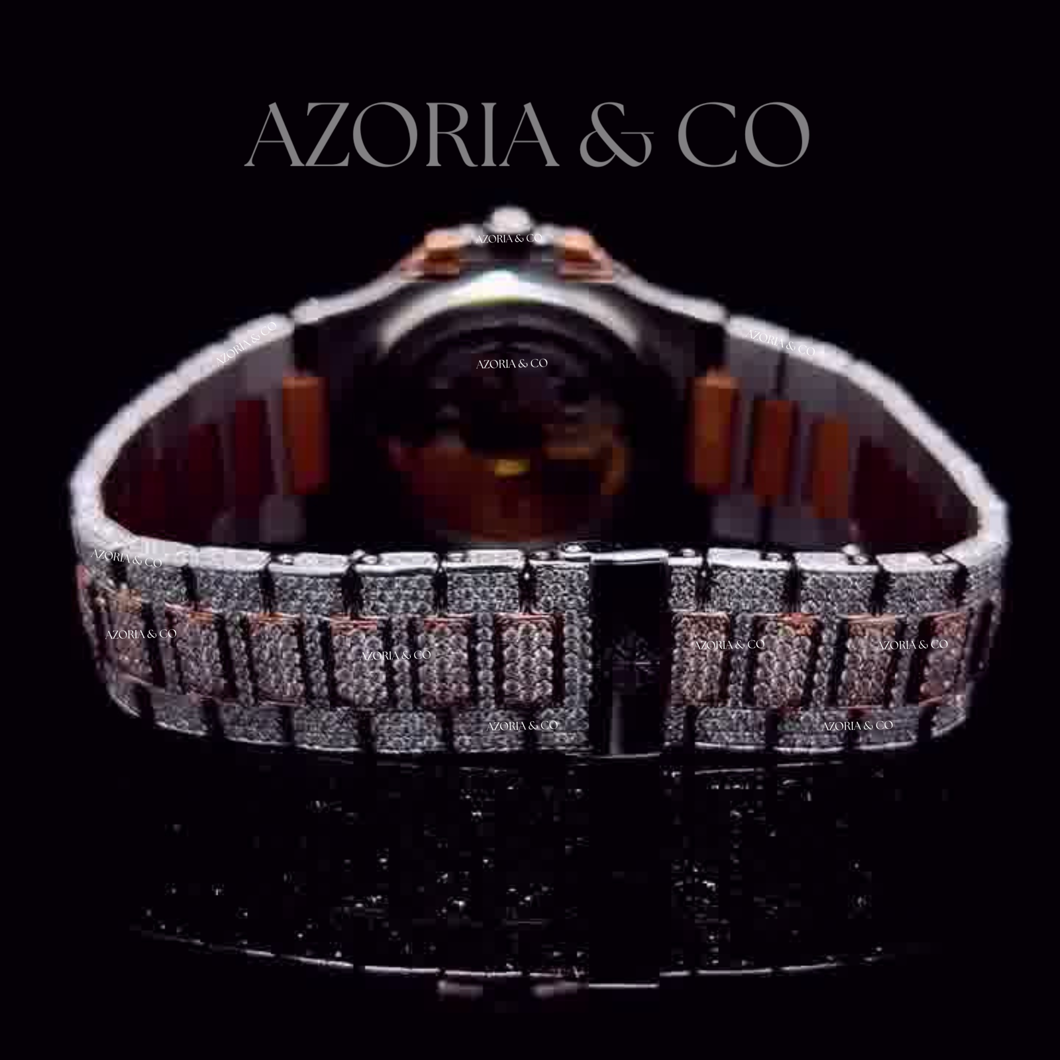 Fully Iced Luxury Watch with Round Case Design