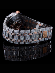 Luxury Fully Iced Arabic Dial Watch with Two-Tone Bracelet