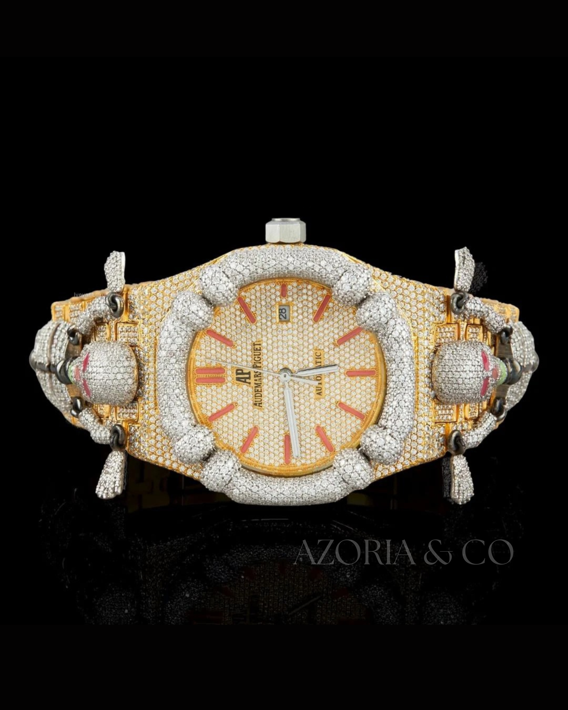 Azoria & Co Signature Golden Radiance Watch – Premium Gold with Custom Moissanite Diamonds