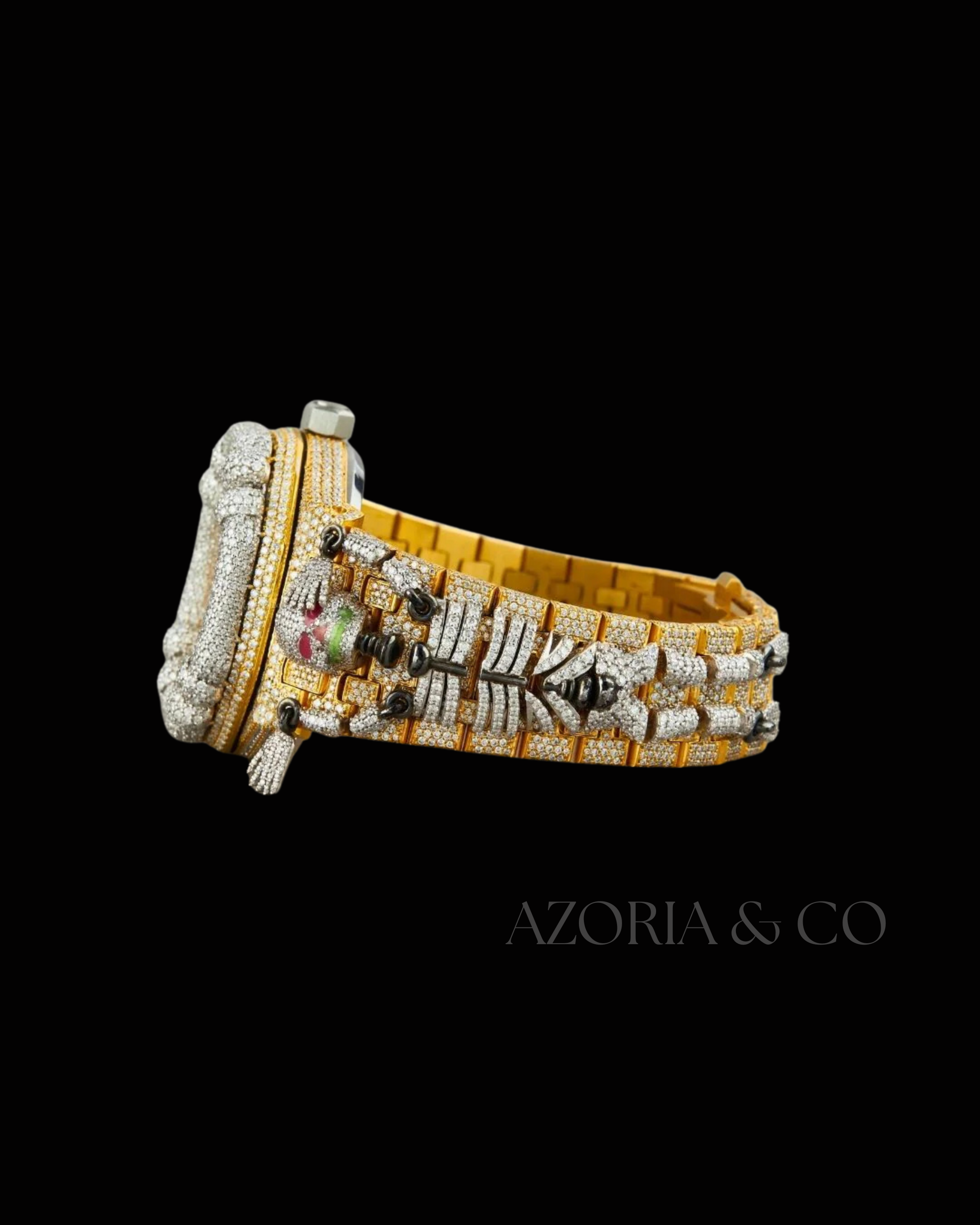 Azoria & Co Signature Golden Radiance Watch – Premium Gold with Custom Moissanite Diamonds