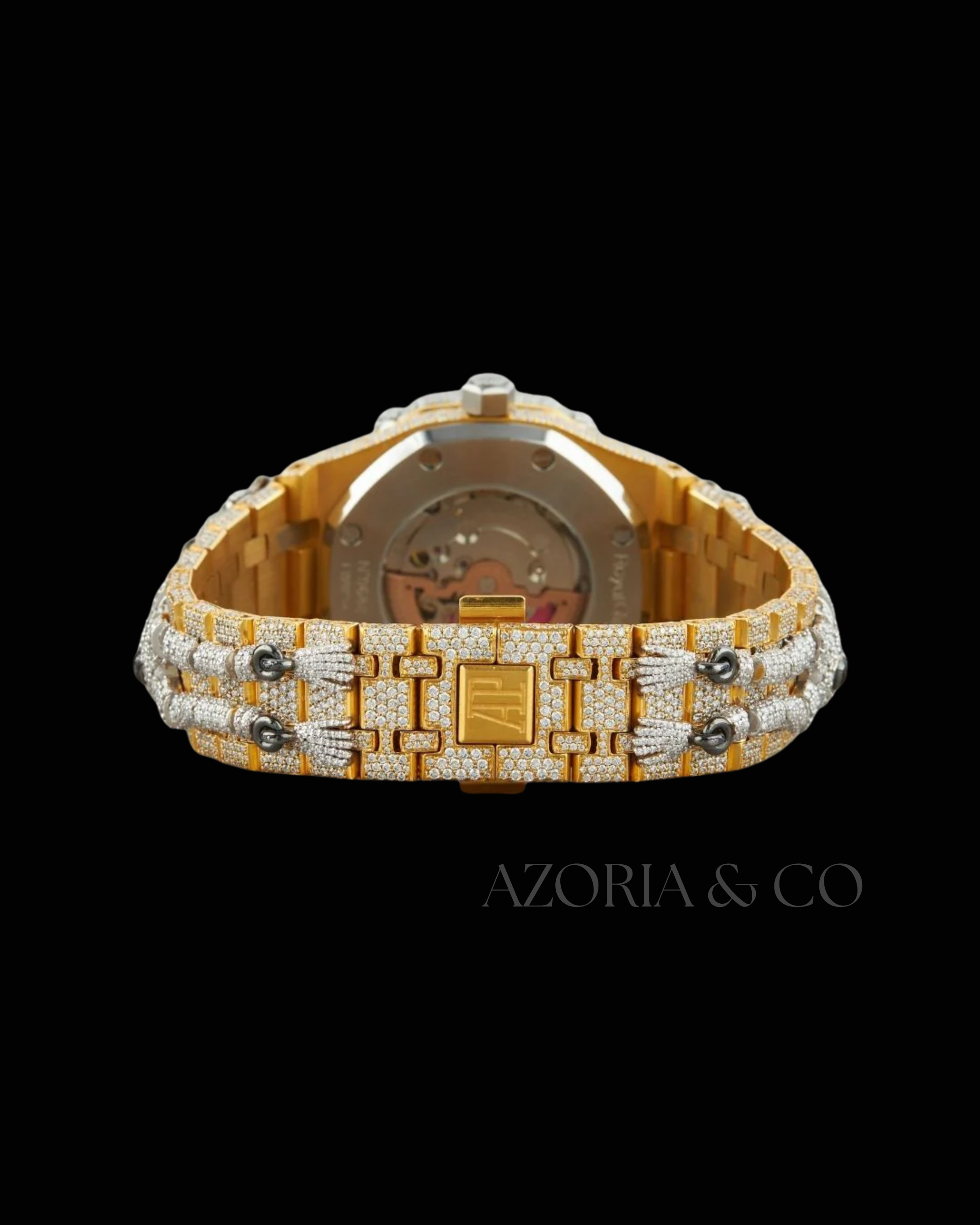 Azoria & Co Signature Golden Radiance Watch – Premium Gold with Custom Moissanite Diamonds