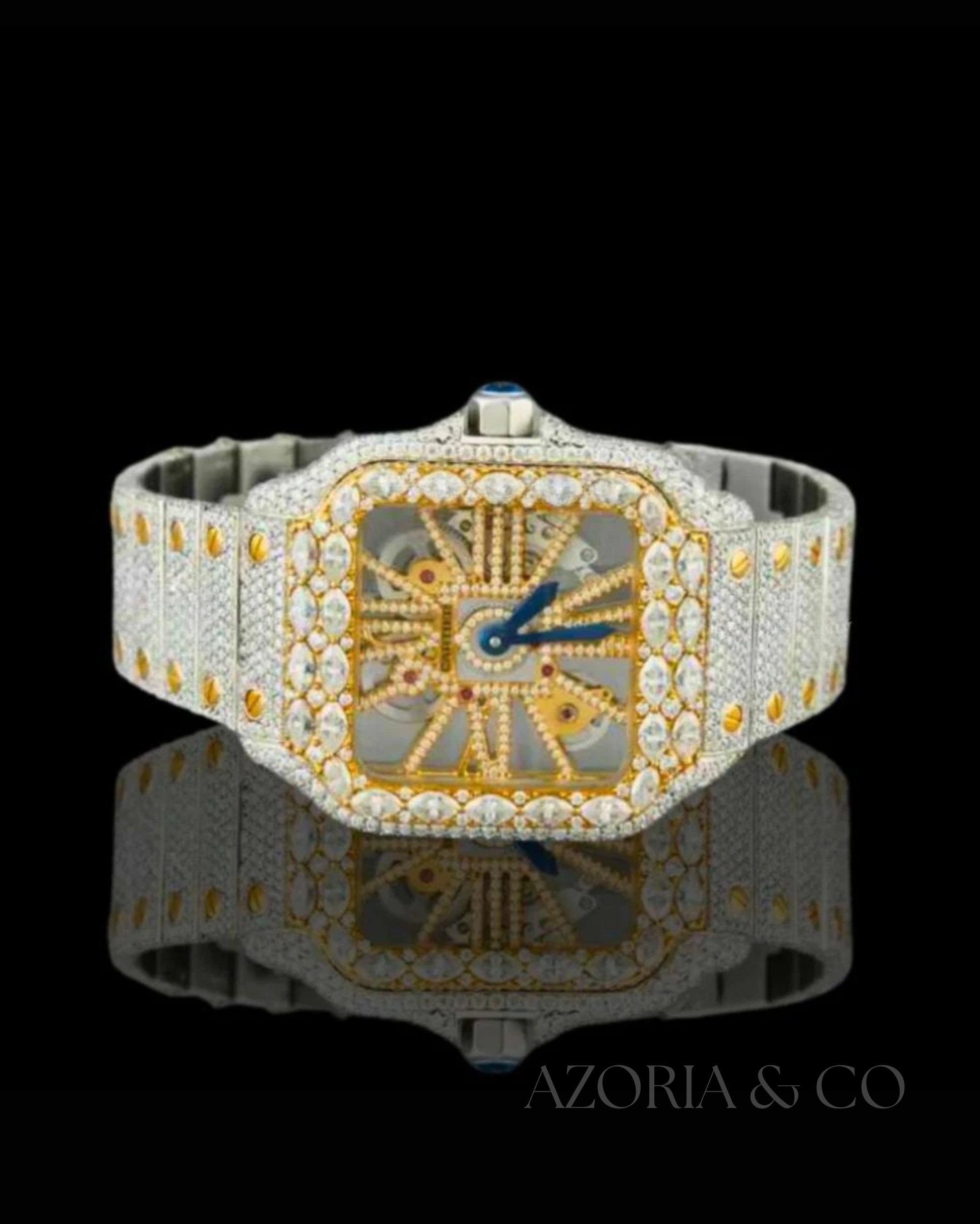 Azoria & Co Statement Timepiece – Fully Iced-Out Moissanite Watch for Weddings & Celebrations