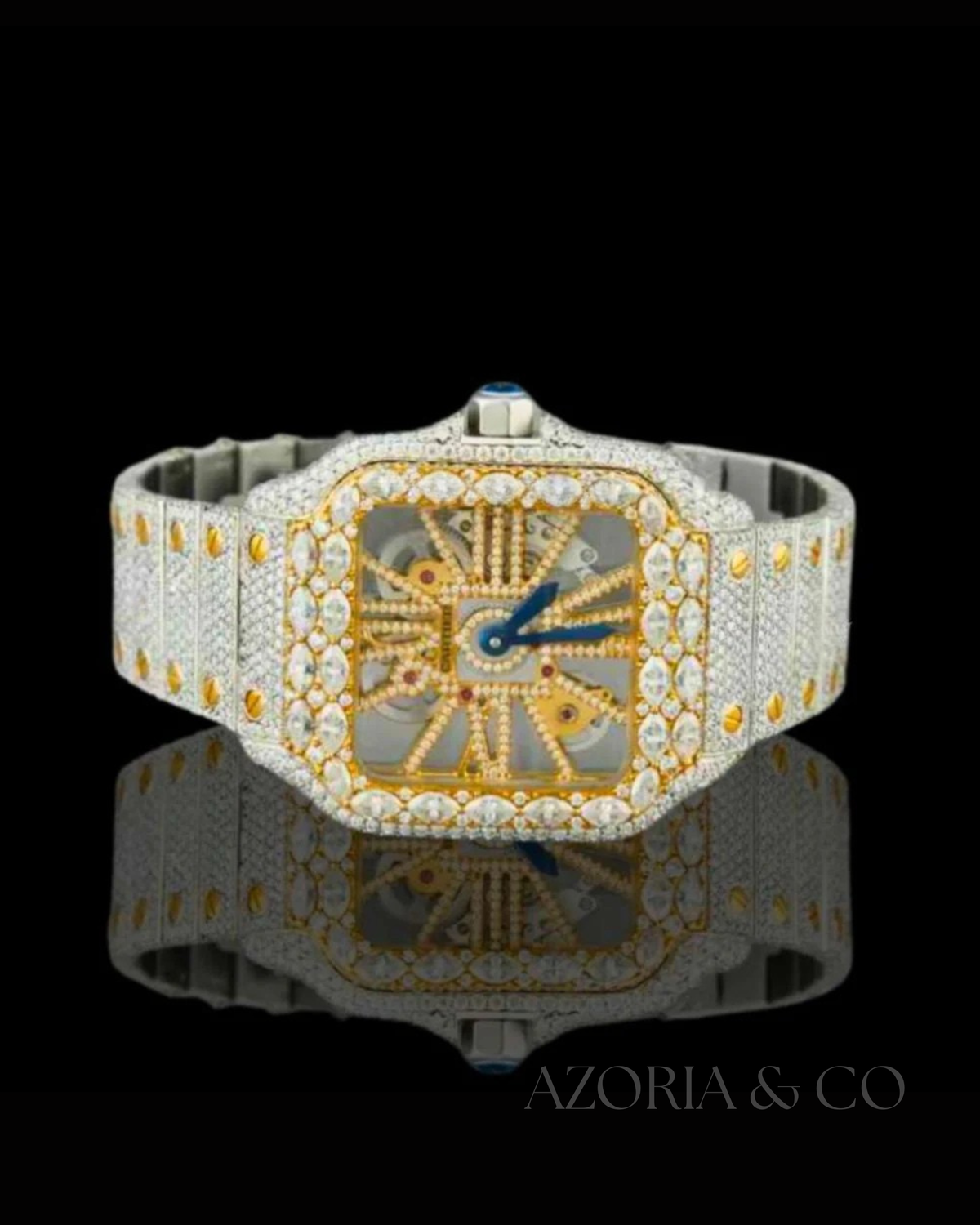 Azoria & Co Statement Timepiece – Fully Iced-Out Moissanite Watch for Weddings & Celebrations