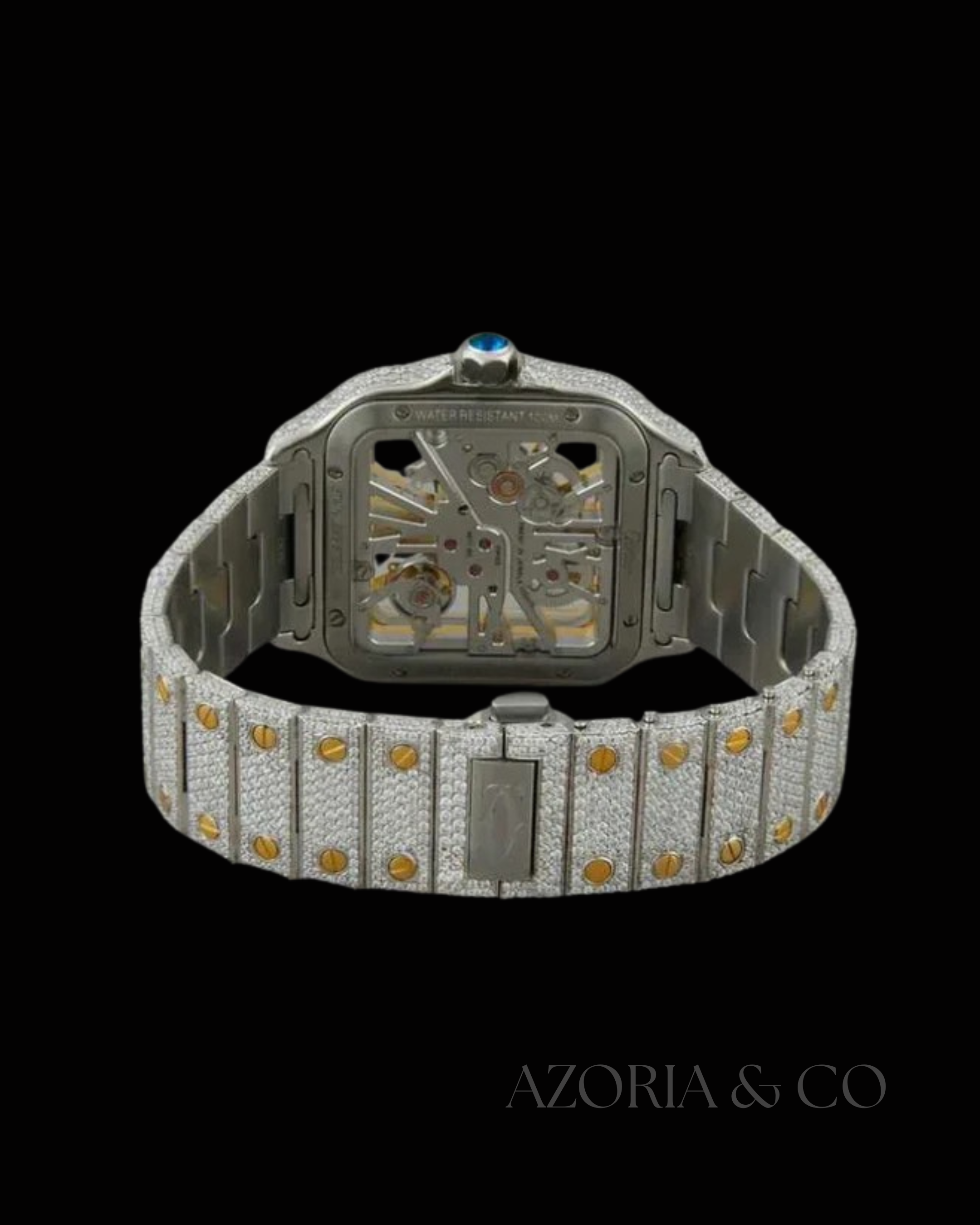 Azoria & Co Statement Timepiece – Fully Iced-Out Moissanite Watch for Weddings & Celebrations