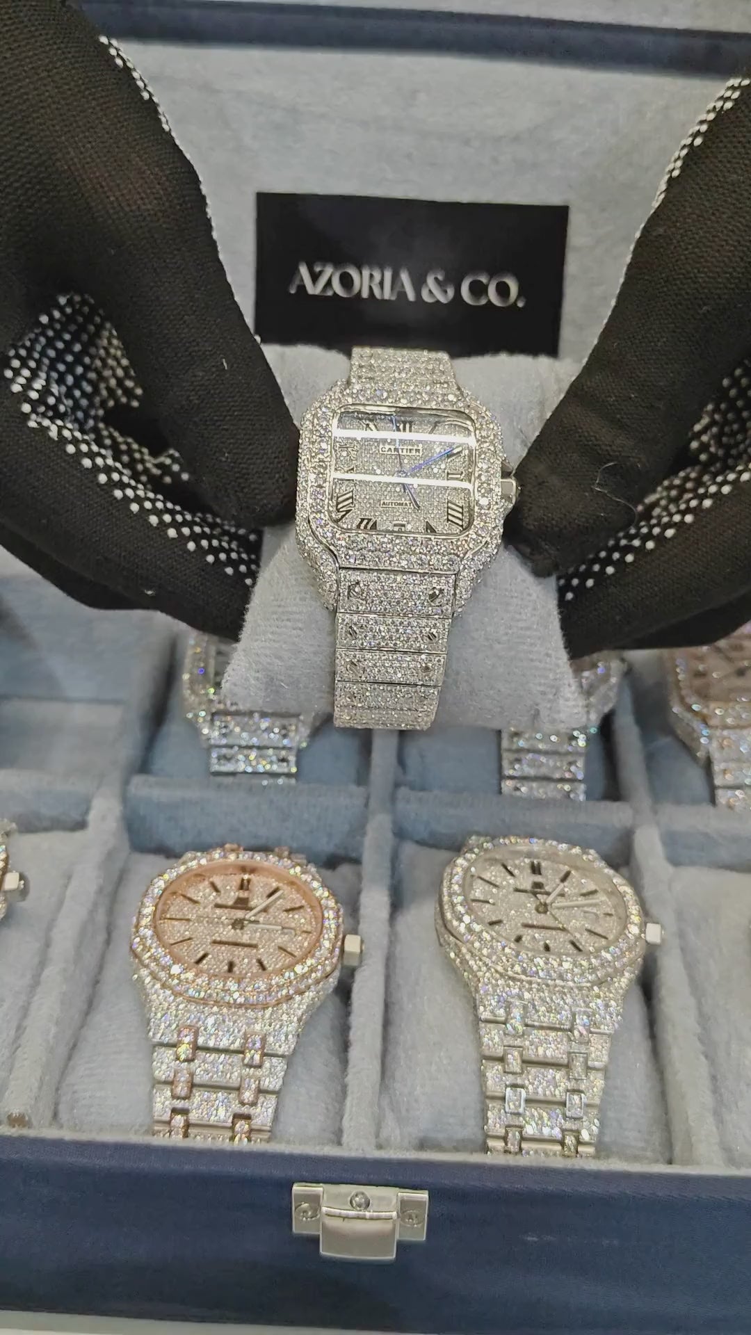 Azoria’s VVS Moissanite Iced-Out Square Automatic Watch – Roman Dial