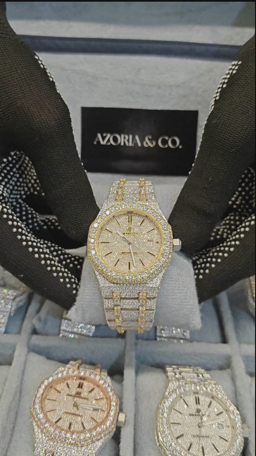 Azoria & Co Full Iced Octagon Watch – Two-Tone Moissanite Diamond Luxury Timepiece