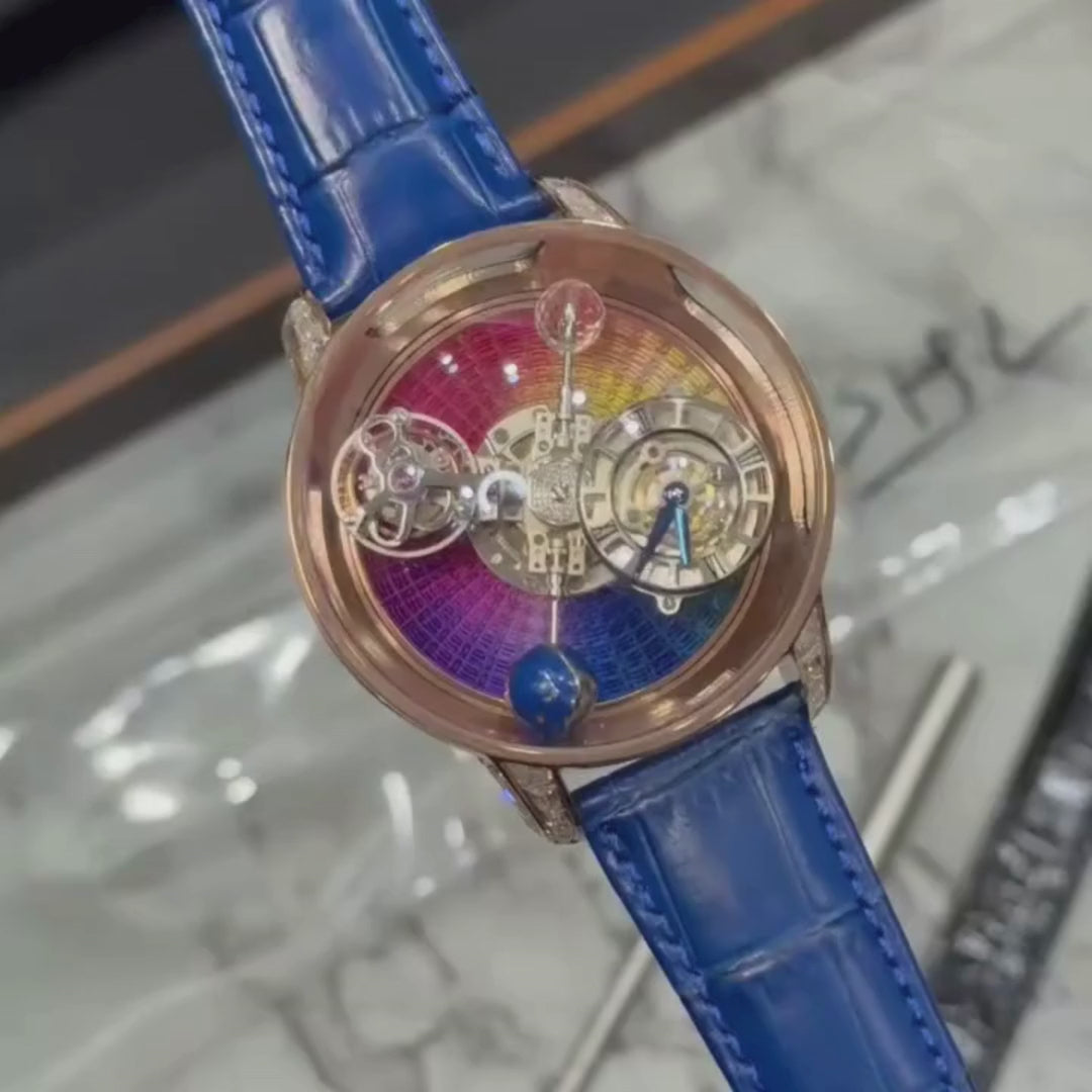 Luxe Skeleton Automatic Eta Watch with Astronomia Dial Design