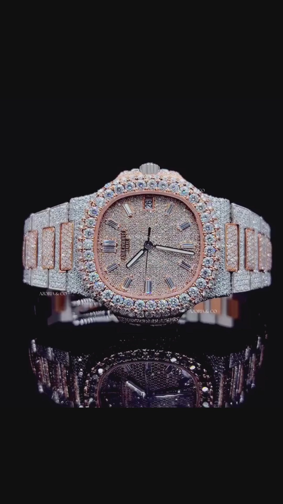 Fully Iced Luxury Watch with Round Case Design