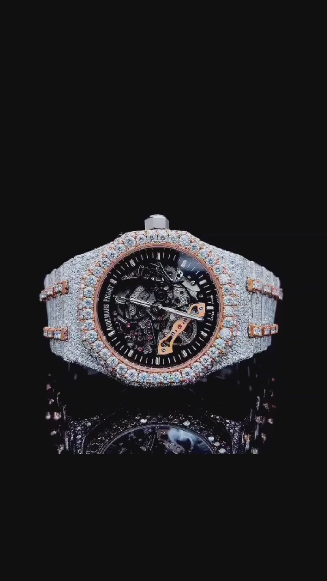 Azoria’s Two-Tone Iced Skeleton Automatic Timepiece